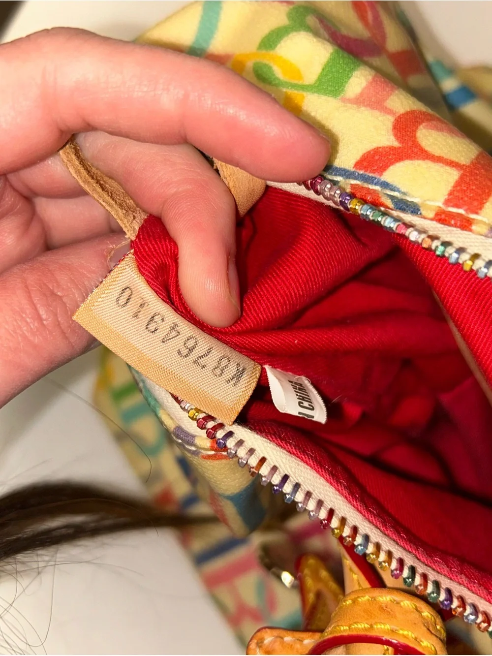Dooney & Bourke Multicolor Logo Satchel with Tan Trim